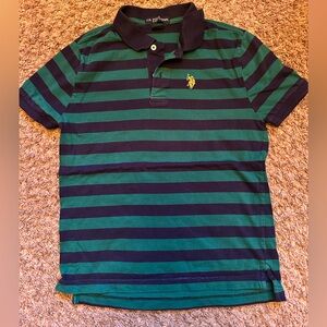 Boy’s U.S. Polo Assn. Polo Tee; Navy/Green; Size L (10/12)